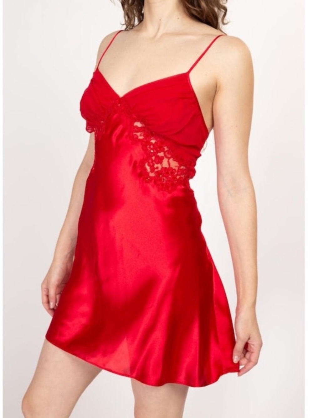 Victoria's Secret Gold Label vintage red satin slip dress size Medium